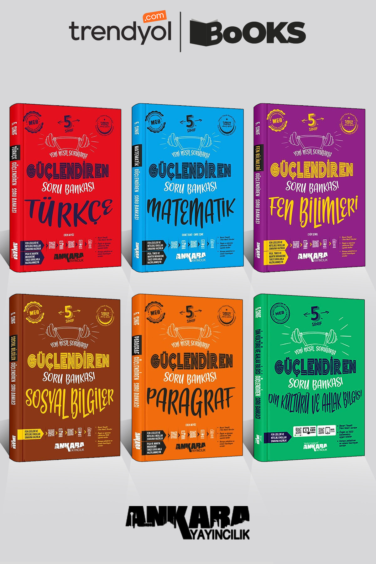 5. Sınıf Güçlendiren Soru Bankası 6'lı Set (Tur,Mat,Fen,Sos,Paragraf,Din) *Güncel Baskı