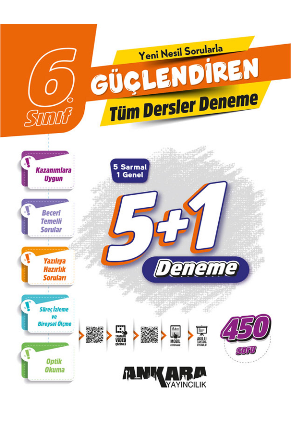 6.Sınıf Ankara Güçlendiren 5+1 Tüm Dersler Deneme / 5 Sarmal 1 Genel Deneme / 450 Soru / YENİİİ