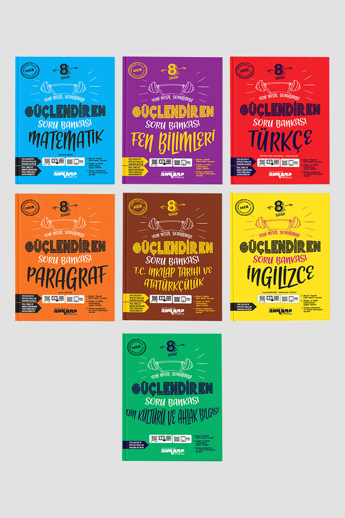 8. Sınıf Güçlendiren Soru Bankası 7’li Set Matematik Fen Türkçe Paragraf İngilizce İnkılap Din
