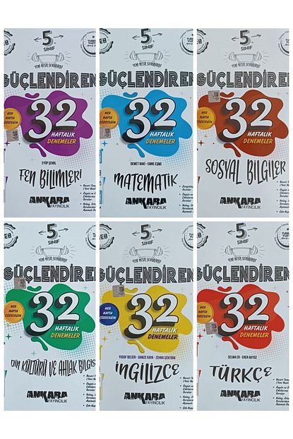 ANKARA YAYINCILIK 5.SINIF GÜÇLENDİREN  32 HAFTALIK DENEME SET 6 KİTAP