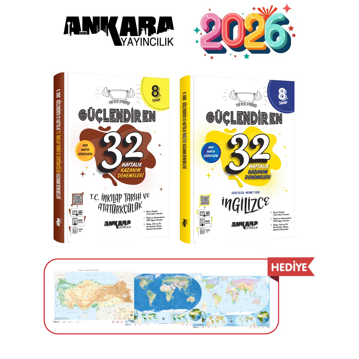 ANKARA YAYINCILIK 8.SINIF GÜÇLENDİREN 32 HAFTALIK TC. İNKILAP - İNGİLİZCE KAZANIM DENEMELERİ SETİ ANKARA YAYINCILIK 8.SINIF GÜÇLENDİREN 32 HAFTALIK TC. İNKILAP - İNGİLİZCE KAZANIM DENEMELERİ SETİ