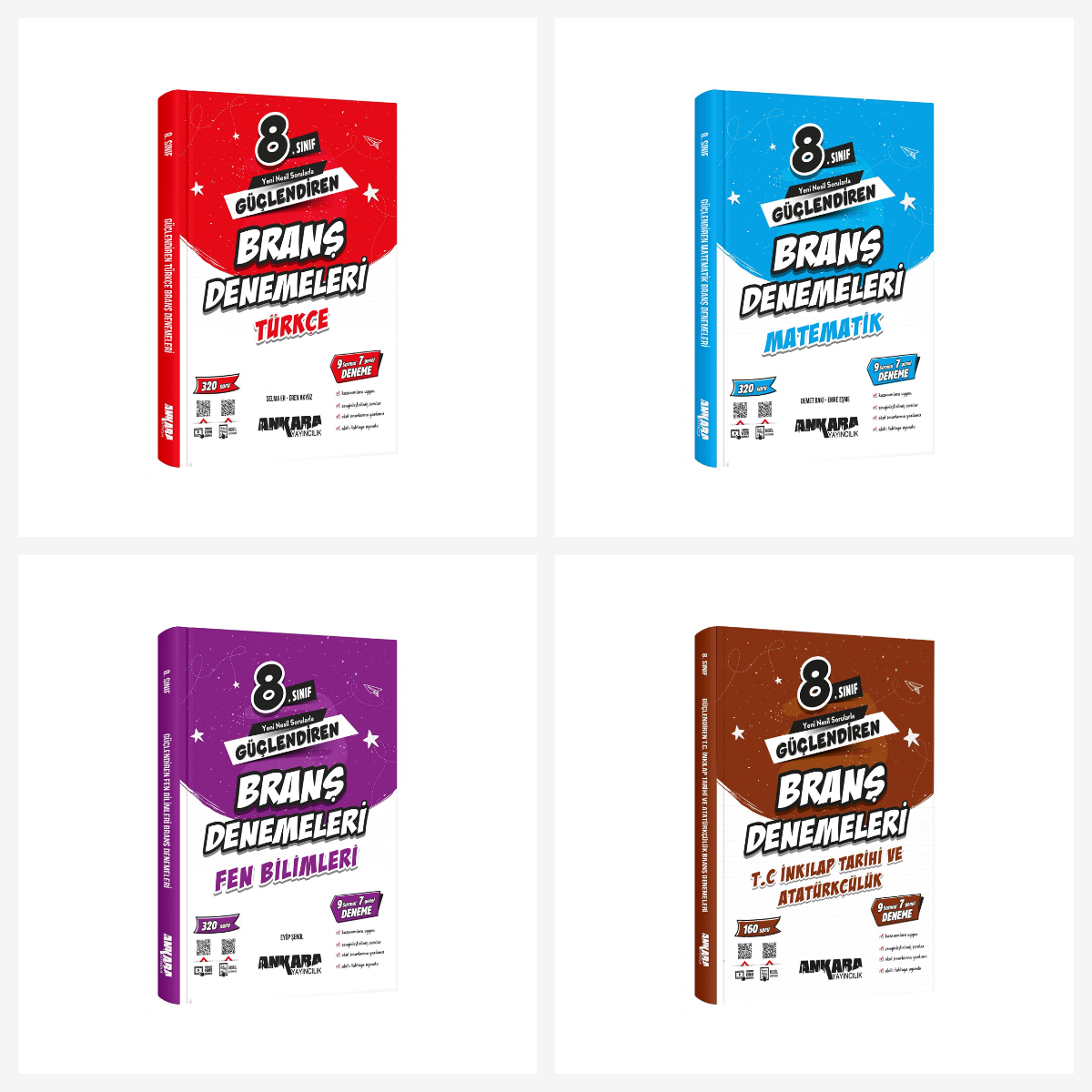 Ankara Yayıncılık 4lü 8. Sınıf Güçlendiren Branş Denemeleri Seti Ankara Yayıncılık 4lü 8. Sınıf Güçlendiren Branş Denemeleri Seti