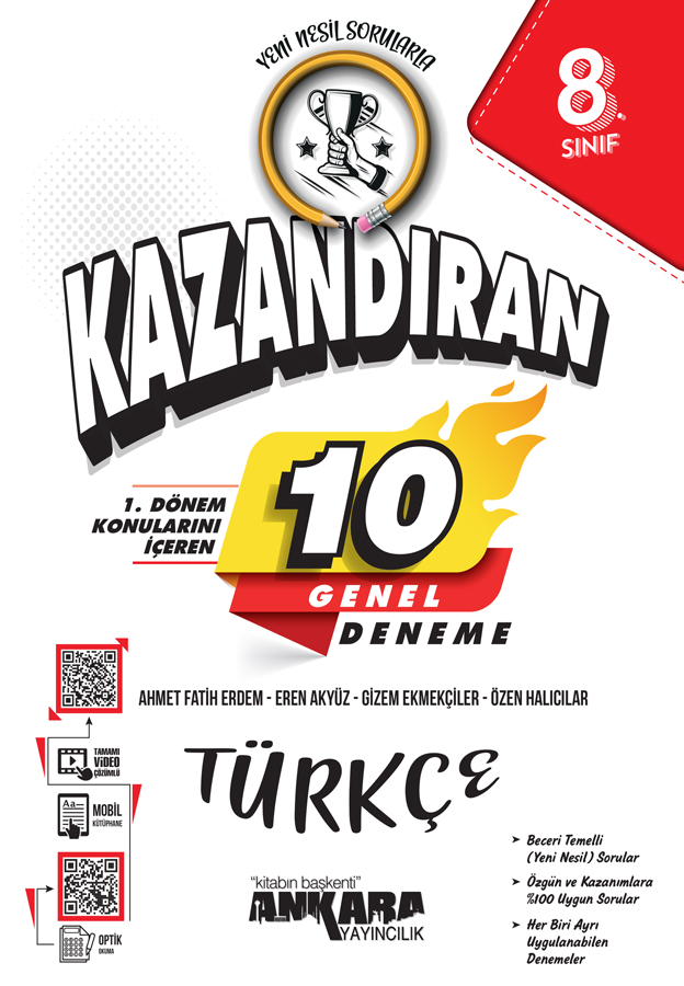 Ankara Yayıncılık 8.Sınıf Kazandıran 1.Dönem Türkçe 10 Genel Deneme