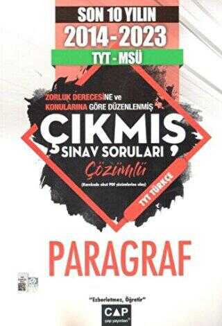 Çap Yayınları TYT MSÜ Paragraf Son 10 Yıl Çıkmış Sorular Çap Yayınları TYT MSÜ Paragraf Son 10 Yıl Çıkmış Sorular