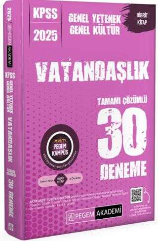 Pegem Akademi Yayıncılık 2025 KPSS Genel Yetenek Genel Kültür Vatandaşlık Tamamı Çözümlü 30 Deneme
