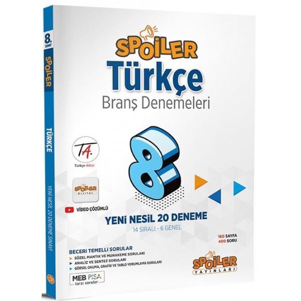Spoiler Yayınları 8. Sınıf Türkçe Spoiler 20 Deneme