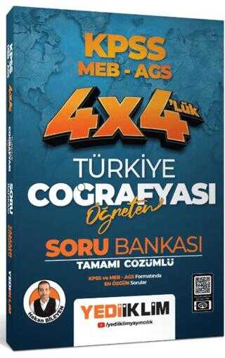 Yediiklim Yayınları 2024 KPSS Coğrafya Öğreten 4*4 Tamamı Çözümlü Soru Bankası