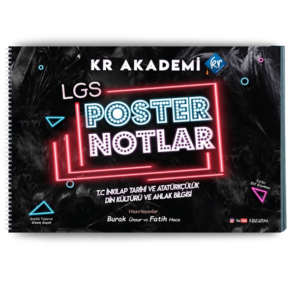 KR Akademi Yayınları LGS T.C İnkılap Tarihi ve Atatürkçülük Din Kültürü ve Ahlak Bilgisi Poster Notları