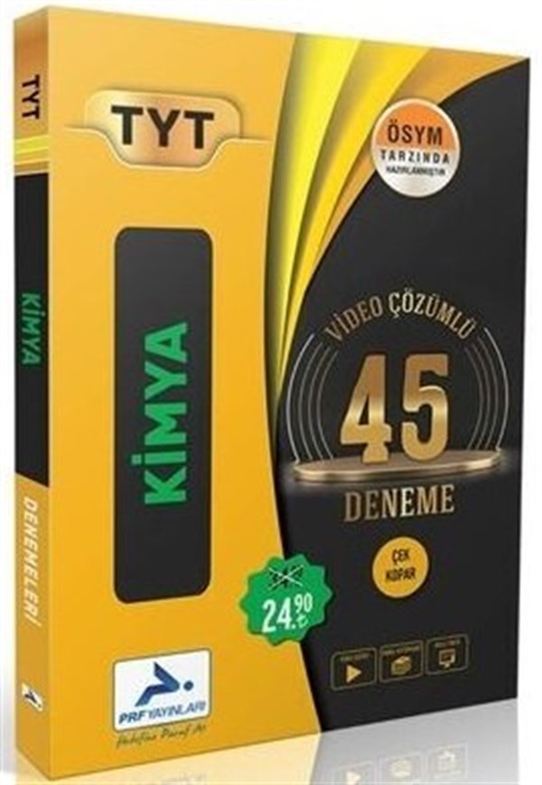 PRF Yayınları TYT Kimya Video Çözümlü 45 Deneme