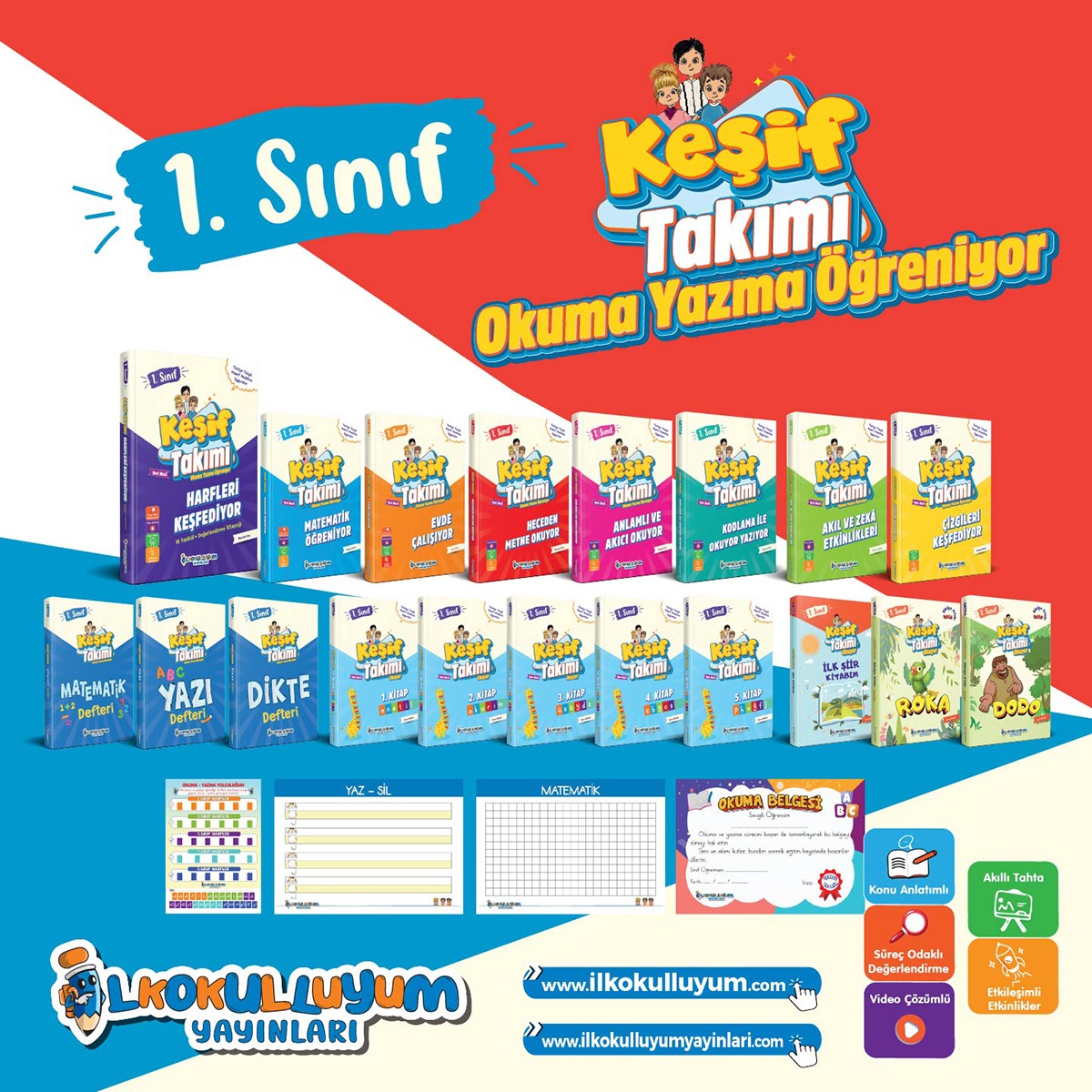 İlkokulluyum Yayınları 1.Sınıf Keşif Takımı Okuma Yazma Öğreniyor Eğitim Seti İlkokulluyum Yayınları 1.Sınıf Keşif Takımı Okuma Yazma Öğreniyor Eğitim Seti