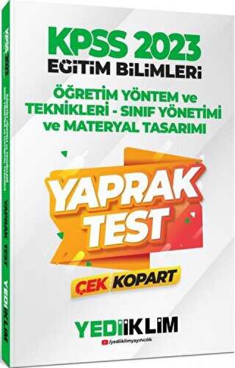 2023 KPSS Eğitim Bilimleri Öğretim Yöntem ve Teknikleri- Sınıf Yönetimi - Materyal Tasarımı Çek Kopart Yaprak Test