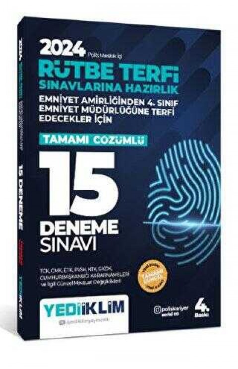2024 Polis Meslek İçi Rütbe Terfi Sınavlarına Hazırlık Tamamı Çözümlü 15 Deneme Sınavı