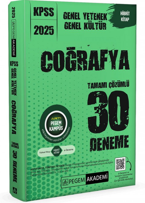 2025 KPSS Genel Yetenek Genel Kültür Coğrafya 30 Deneme Pegem Akademi