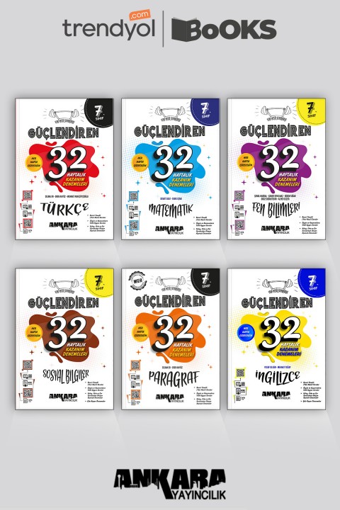 7. Sınıf Güçlendiren 32 Haftalık Denemeler 6'lı Set (Tur,Mat,Fen,Sos,İng,Paragraf) *Güncel Baskı