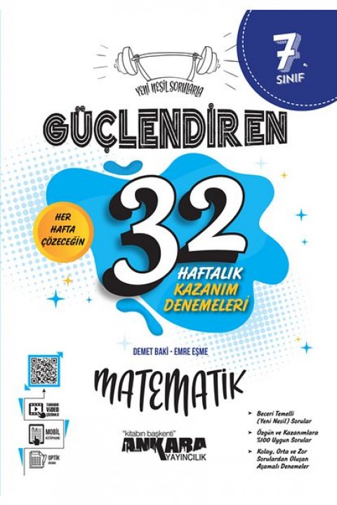 7.sınıf Güçlendiren 32 Haftalık Matematik Türkçe Fen Sosyal Din Haftalık Kazanım Deneme Seti - 5'li