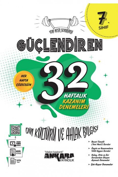 7.sınıf Güçlendiren 32 Haftalık Matematik Türkçe Fen Sosyal Din Haftalık Kazanım Deneme Seti - 5'li