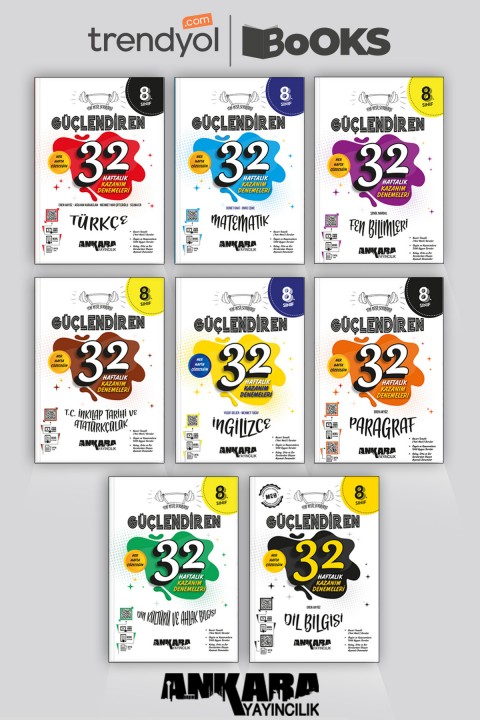 8. Sınıf Güçlendiren 32 Haftalık Denemeler 8'li FULL Set *Güncel Baskı