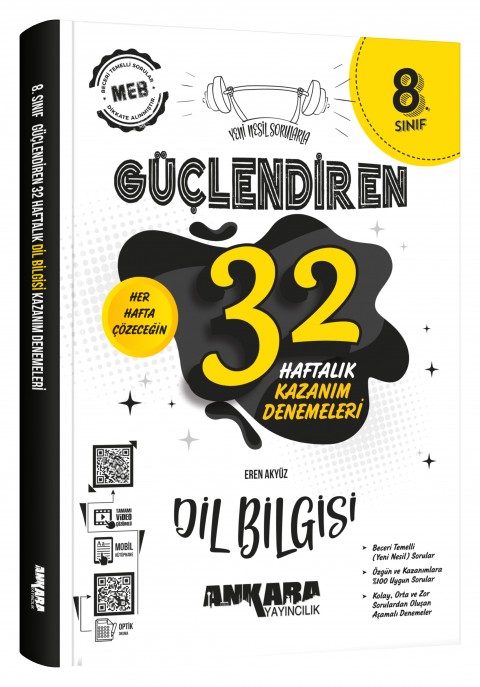 8. Sınıf Güçlendiren 32 Haftalık Dil Bilgisi Kazanım Denemeleri