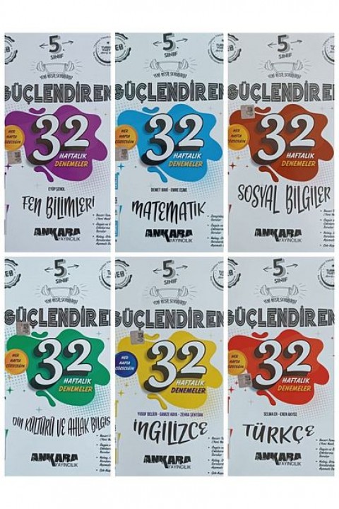 ANKARA YAYINCILIK 5.SINIF GÜÇLENDİREN  32 HAFTALIK DENEME SET 6 KİTAP
