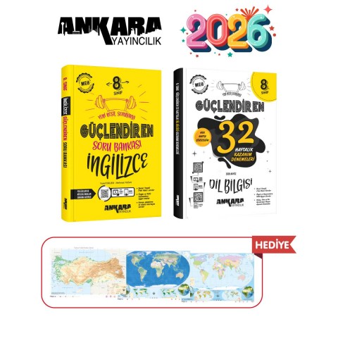 ANKARA YAYINCILIK 8.SINIF GÜÇLENDİREN İNGİLİZCE SORU BANKASI - 32 HAFTALIK DİL BİLGİSİ KAZANIM DENEMELERİ