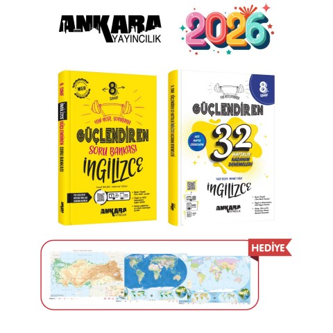 ANKARA YAYINCILIK 8.SINIF GÜÇLENDİREN İNGİLİZCE SORU BANKASI - 32 HAFTALIK İNGİLİZCE KAZANIM DENEMELERİ