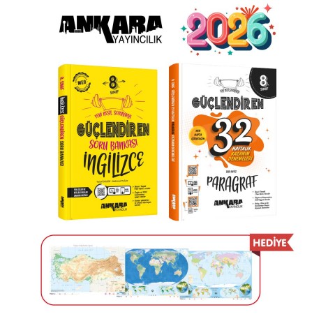ANKARA YAYINCILIK 8.SINIF GÜÇLENDİREN İNGİLİZCE SORU BANKASI - 32 HAFTALIK PARAGRAF KAZANIM DENEMELERİ