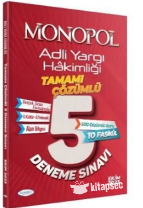Adli İdari Hakimliği Çözümlü 5 Deneme Monopol Yayınları
