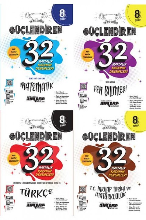 Ankara 8.sınıf Lgs 4'lü Güçlendiren 32 Haftalık 4 Ana Branş Deneme Seti 2025