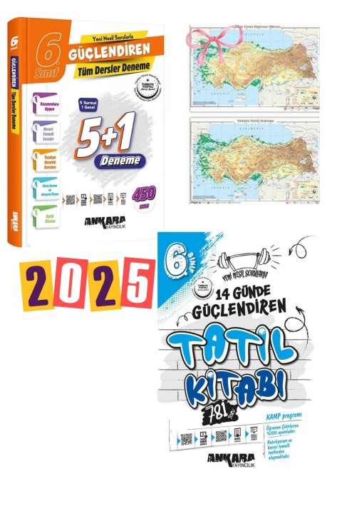 Ankara Yay.Deneme5+1 deneme-tatil kitabı seti harita seti dediye.