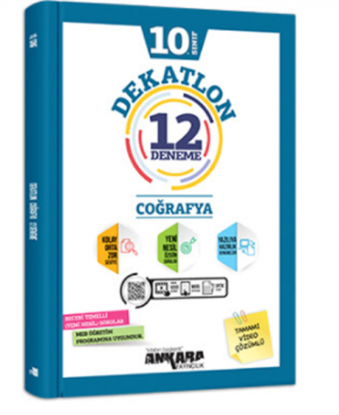 Ankara Yayıncılık 10. Sınıf Coğrafya Dekatlon Denemeleri (12 Adet)
