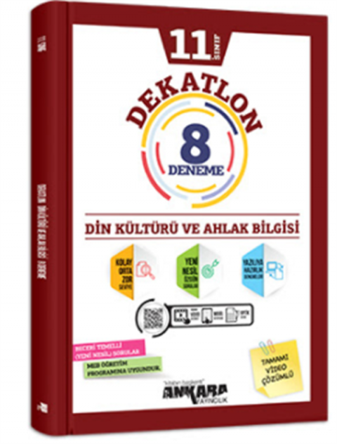Ankara Yayıncılık 11.Sınıf Dekatlon Din Kültürü ve Ahlak Bilgisi Denemeleri (12 Adet)