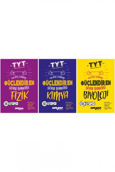 Ankara Yayıncılık  2025 Tyt Fizik + Kimya + Biyoloji Güçlendiren Soru Bankası Seti 3 Kitap