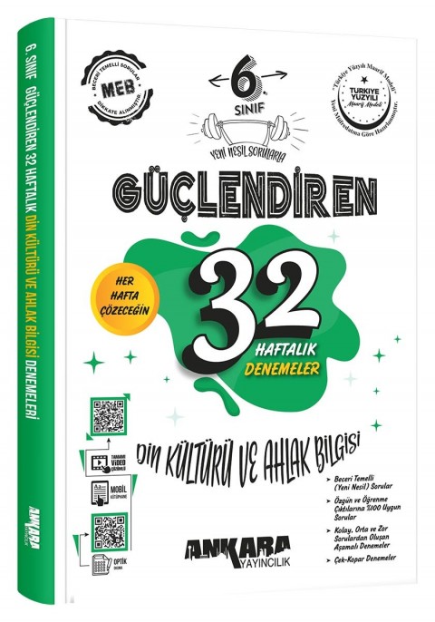 Ankara Yayıncılık 6. Sınıf Güçlendiren 32 Haftalık Din Kültürü ve Ahlak Bilgisi Kazanım Denemeleri