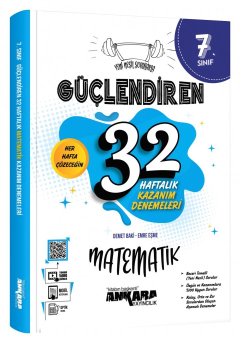 Ankara Yayıncılık 7. Sınıf Güçlendiren 32 Haftalık Matematik Kazanım Denemeleri