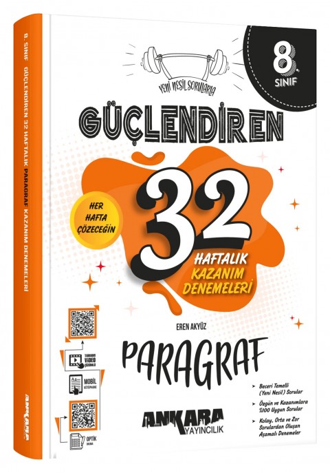 Ankara Yayıncılık 8. Sınıf Güçlendiren 32 Haftalık Paragraf Kazanım Denemeleri