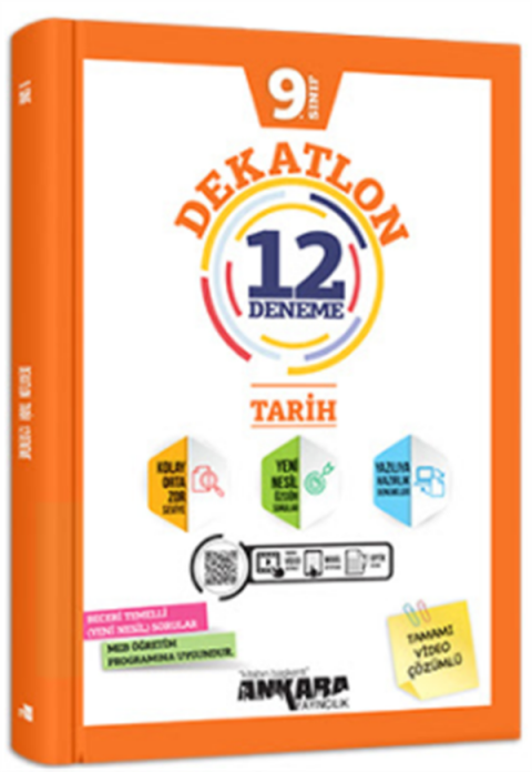 Ankara Yayıncılık 9.Sınıf Tarih Dekatlon Denemeleri (12 Adet)