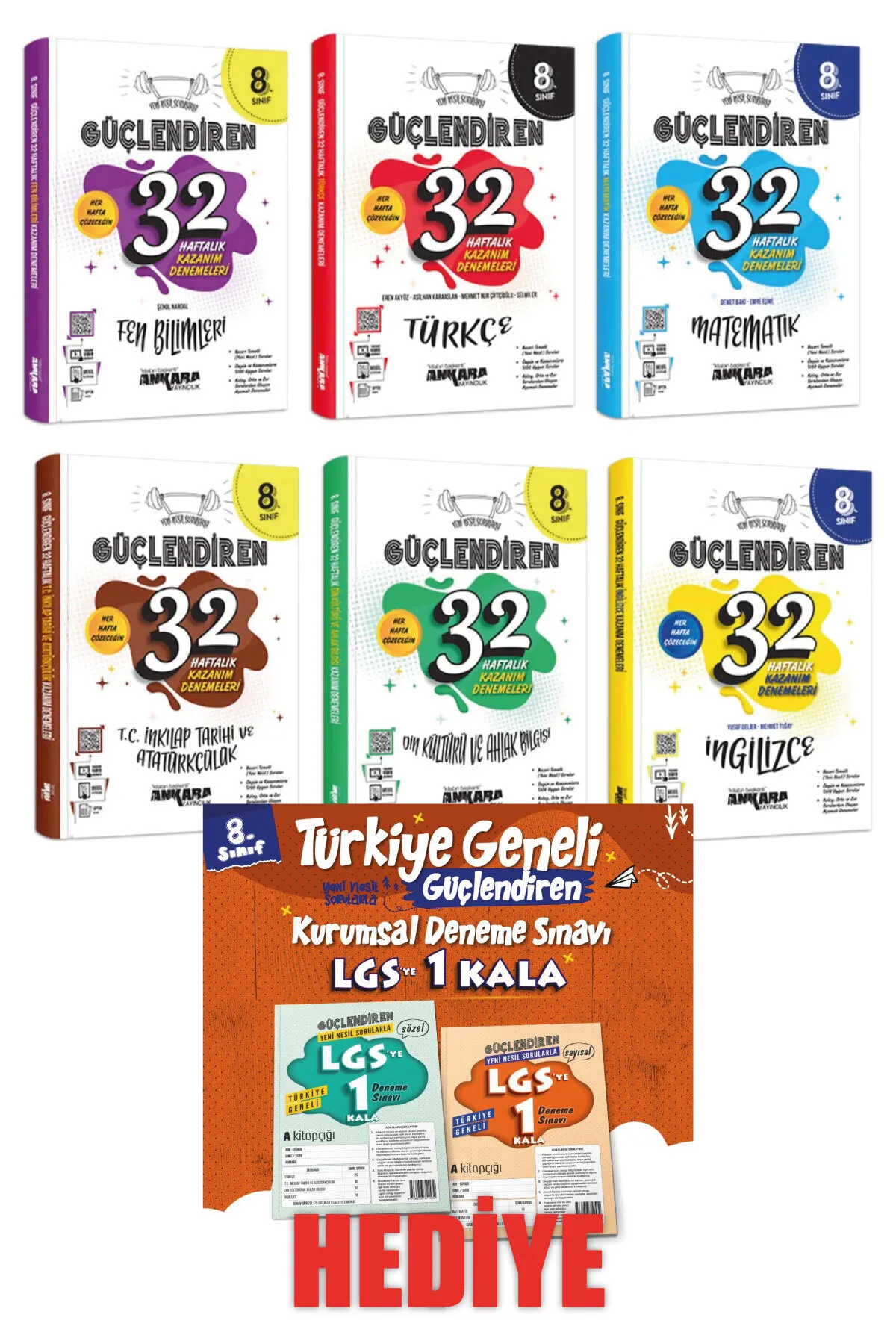 Ankara Yayıncılık LGS 6’lı Deneme Sınavı Seti – 32 Haftalık Güçlendiren Deneme Programı