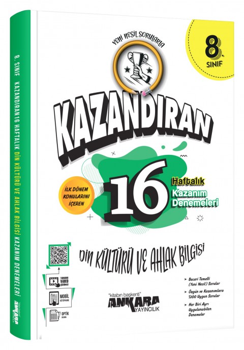 Ankara Yayıncılık LGS Kazandıran 16 Haftalık Din Kültürü Ve Ahlak Bilgisi Kazanım Denemeleri