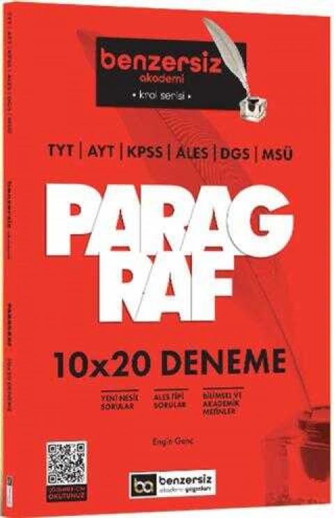 Benzersiz Akademi Yayınları TYT AYT KPSS ALES DGS MSÜ Kral Serisi Benzersiz Paragraf 10x20 Deneme