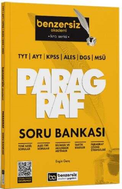 Benzersiz Akademi Yayınları TYT AYT KPSS ALES DGS MSÜ Kral Serisi Benzersiz Paragraf Soru Bankası