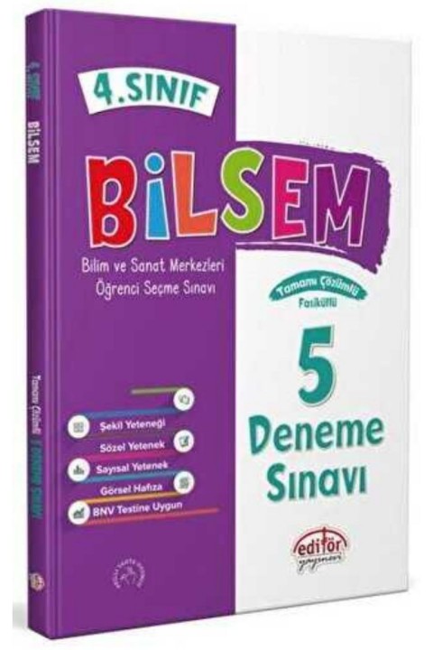 Editör Yayınevi 4. Sınıf Bilsem Çözümlü 5 Deneme Sınavı -