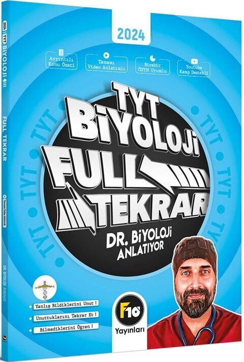 F10 Yayınları 2024 TYT Biyoloji Full Tekrar Video Ders Kitabı