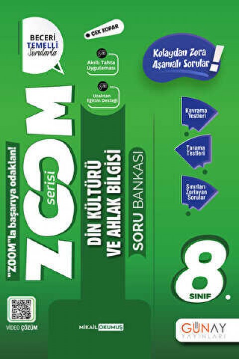 Günay Yayınları 8. Sınıf Din Kültürü ve Ahlak Bilgisi Zoom Soru Bankası