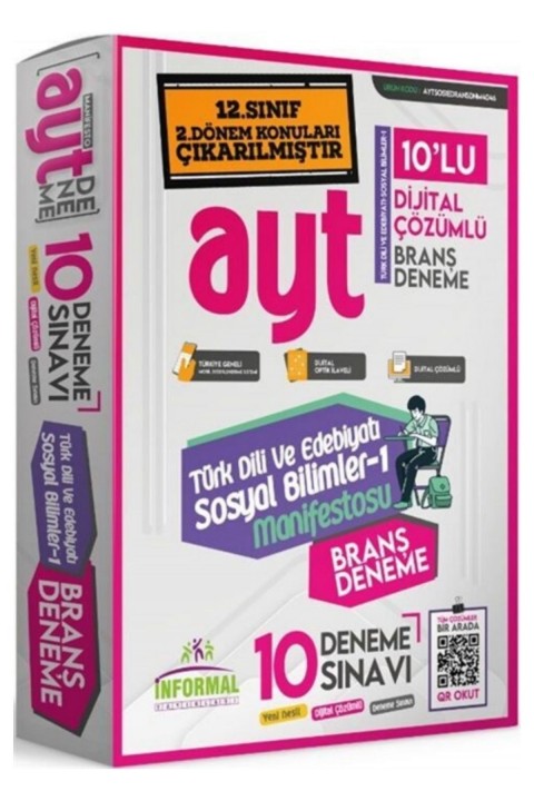 İnformal YKS AYT Türk Dili ve Edebiyatı-Sosyal Bilimler-1 Manifestosu 10 Deneme Dijital Çözümlü İnformal Yayınları
