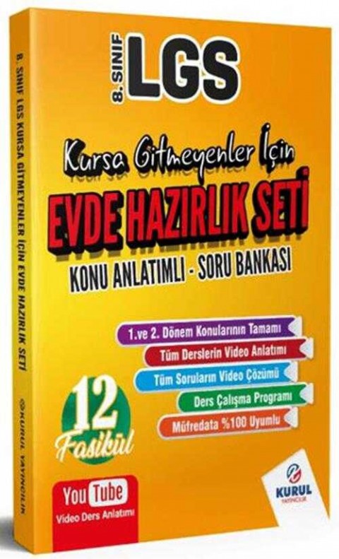 Kurul Yayıncılık 8. Sınıf LGS Kursa Gitmeyenler İçin Evde Hazırlık Seti Konu Anlatımlı Soru Bankası