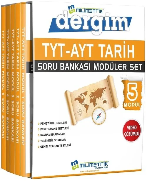 Milimetrik YKS TYT AYT Tarih Soru Bankası 5 li Modüler Set Milimetrik Yayınları