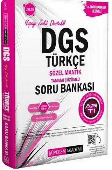 Pegem Akademi Yayıncılık 2025 DGS Türkçe Sözel Mantık Tamamı Çözümlü Soru Bankası