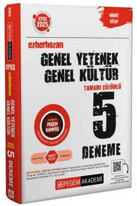 Pegem Akademi Yayıncılık 2025 KPSS Genel Yetenek Genel Kültür Ezberbozan Tamamı Çözümlü 5 Deneme