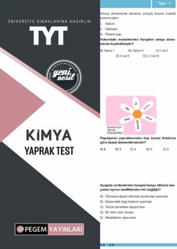 Pegem Yayınları TYT Kimya Yaprak Test