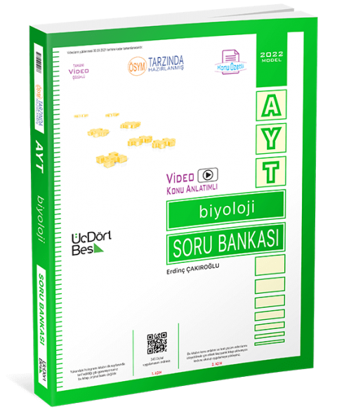 ÜçDörtBeş Yayınları AYT Biyoloji Konu Özetli Soru Bankası